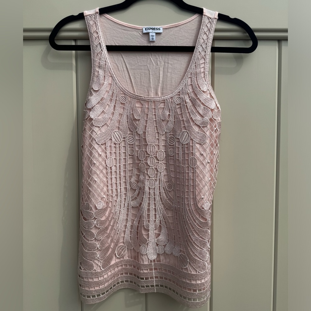 Express XS TS Blush Pink Lace Blouse Tank Top
